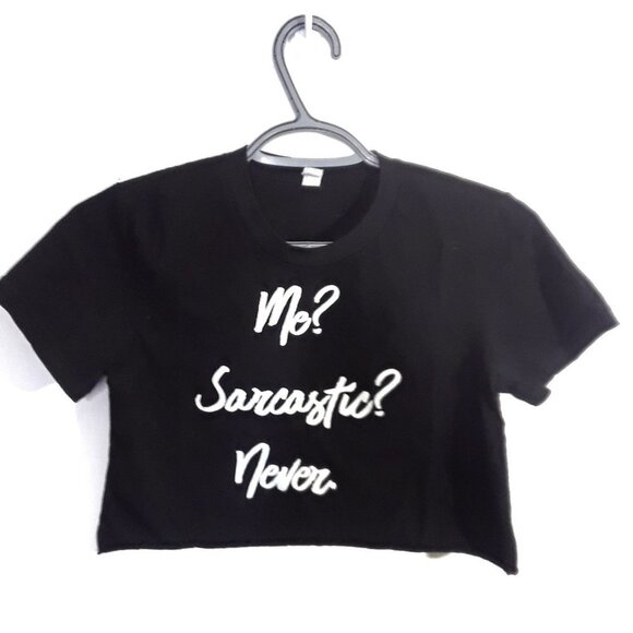 Los Angeles Apparel Black Crop Top Graphic Shirt - Picture 1 of 3